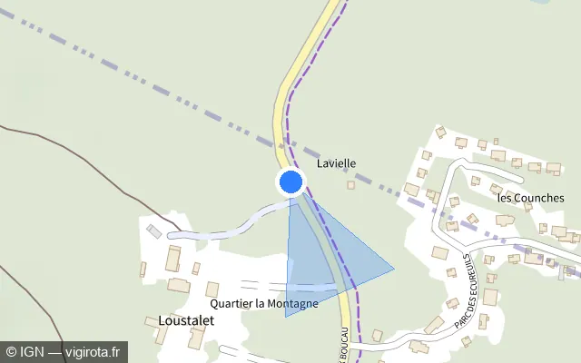 Vue plan de l'emplacement du radar tourelle à Seignosse sur Route de Vieux-Boucau / D 79
