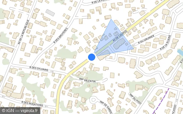 Vue plan de l'emplacement du radar tourelle à Biscarrosse sur Avenue de Caupos
