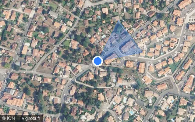 Vue satellite de l'emplacement du radar tourelle à Biscarrosse sur Avenue de Caupos