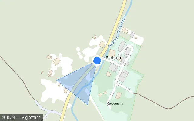 Vue plan de l'emplacement du radar tourelle à Lit-et-Mixe sur Route des Lacs / D 652