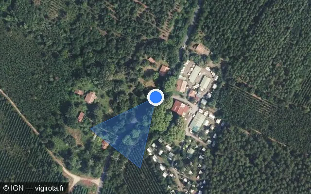 Vue satellite de l'emplacement du radar tourelle à Lit-et-Mixe sur Route des Lacs / D 652