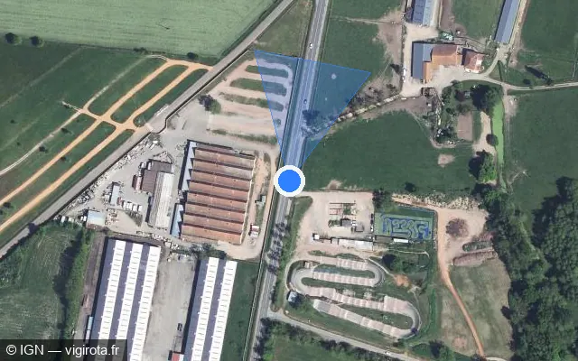 Vue satellite de l'emplacement du radar tourelle à Mably sur Route de Briennon / D 43