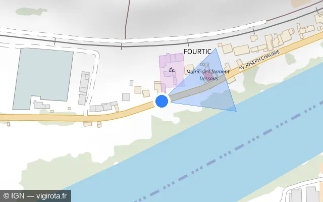 Vue plan de l'emplacement du radar tourelle à Clermont-Dessous sur Avenue Joseph Chaumié / D 813