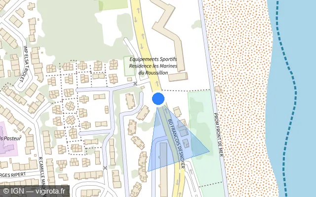 Vue plan de l'emplacement du radar tourelle à Saint-Cyprien sur Boulevard François Desnoyer / D 81a