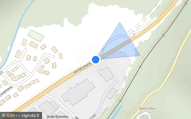Vue plan de l'emplacement du radar tourelle à Les Neyrolles sur Route de Genève / D 1084