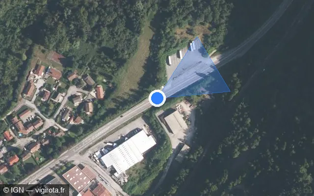 Vue satellite de l'emplacement du radar tourelle à Les Neyrolles sur Route de Genève / D 1084