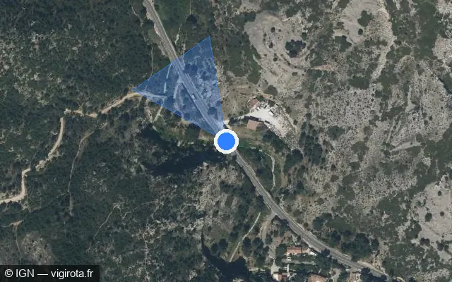 Vue satellite de l'emplacement du radar tourelle à Le Rove sur Route Départementale 568 / D 568