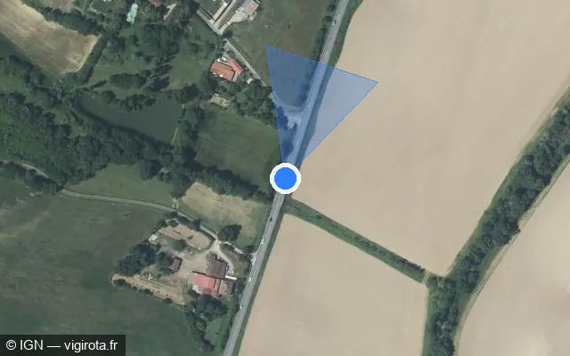 Vue satellite de l'emplacement du radar tourelle à Saint-Jean-le-Comtal sur D 1021