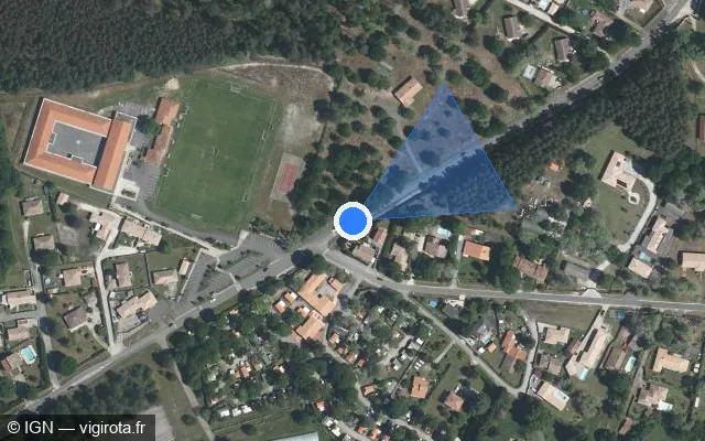 Vue satellite de l'emplacement du radar tourelle à Mios sur Avenue Armand Rodel / D 216
