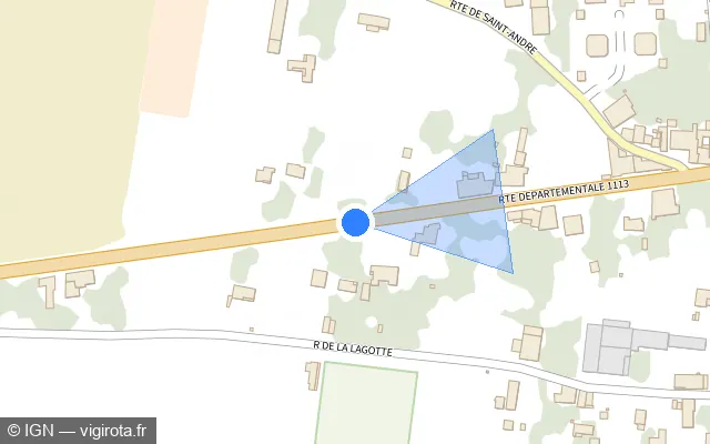 Vue plan de l'emplacement du radar tourelle à Caudrot sur Route Nationale / D 1113