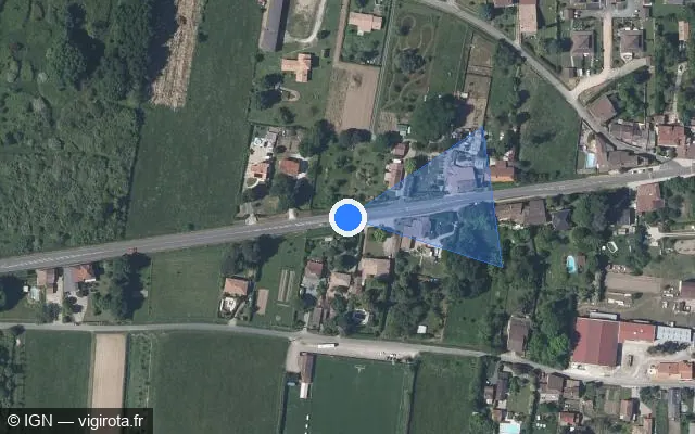 Vue satellite de l'emplacement du radar tourelle à Caudrot sur Route Nationale / D 1113