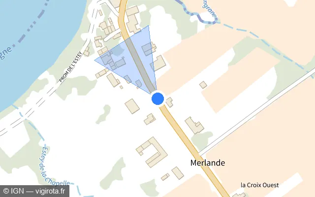 Vue plan de l'emplacement du radar tourelle à Vignonet sur Route de Merlande / D 670