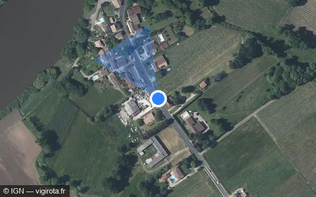 Vue satellite de l'emplacement du radar tourelle à Vignonet sur Route de Merlande / D 670