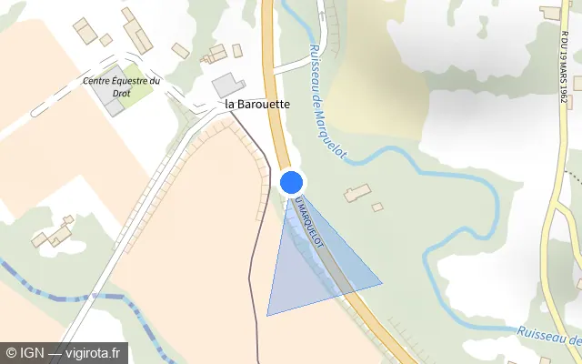 Vue plan de l'emplacement du radar tourelle à Bagas sur D 670