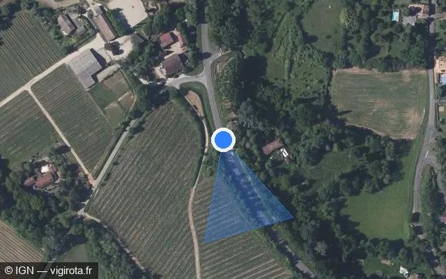 Vue satellite de l'emplacement du radar tourelle à Bagas sur D 670
