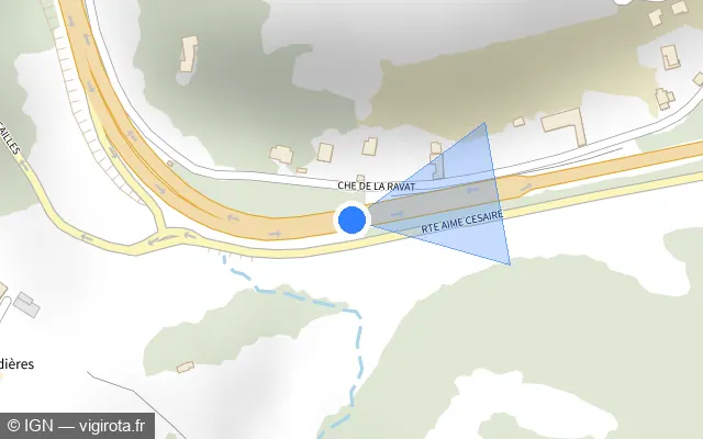 Vue plan de l'emplacement du radar tourelle à Vienne sur Chemin des Aqueducs / D 41
