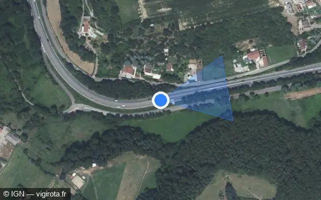 Vue satellite de l'emplacement du radar tourelle à Vienne sur Chemin des Aqueducs / D 41