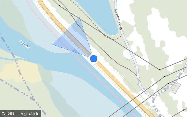 Vue plan de l'emplacement du radar tourelle à Champagnier sur N 85
