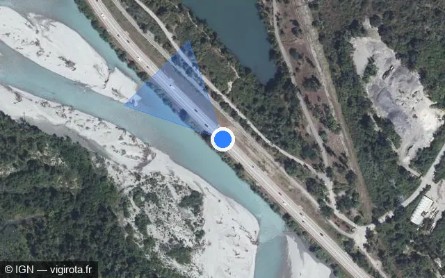 Vue satellite de l'emplacement du radar tourelle à Champagnier sur N 85