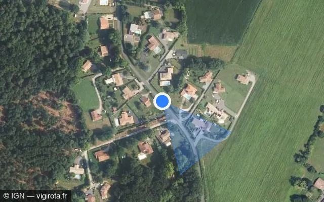 Vue satellite de l'emplacement du radar tourelle à Saint-Martin-de-Seignanx sur Route d'Yrieux / D 126
