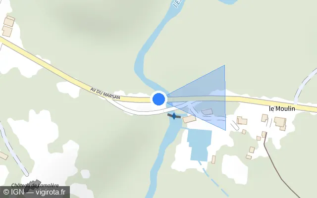 Vue plan de l'emplacement du radar tourelle à Campet-et-Lamolère sur Avenue du Marsan / D 38