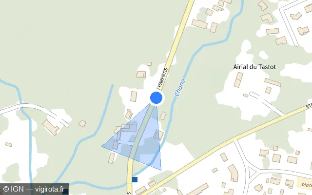 Vue plan de l'emplacement du radar tourelle à Pontenx-les-Forges sur Avenue de Parentis / D 46