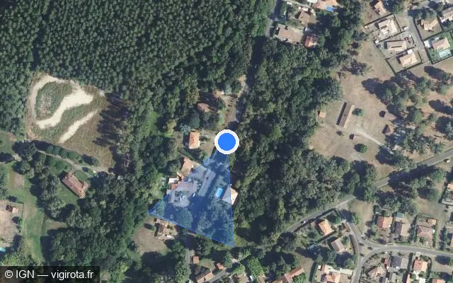 Vue satellite de l'emplacement du radar tourelle à Pontenx-les-Forges sur Avenue de Parentis / D 46