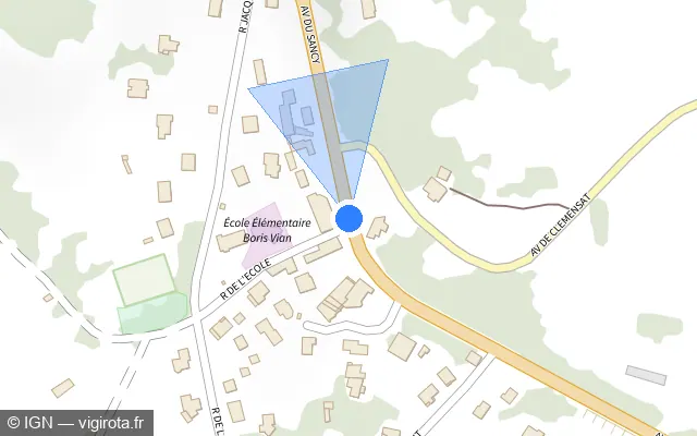 Vue plan de l'emplacement du radar tourelle à Romagnat sur Avenue du Sancy / D 2089