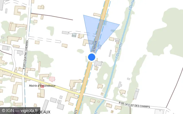 Vue plan de l'emplacement du radar tourelle à Escondeaux sur Rue du Val d'Adour / N 21