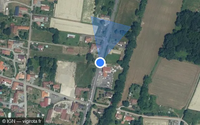 Vue satellite de l'emplacement du radar tourelle à Escondeaux sur Rue du Val d'Adour / N 21