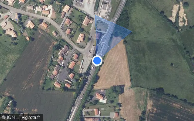 Vue satellite de l'emplacement du radar tourelle à Saint-Pardoux-Soutiers sur D 743