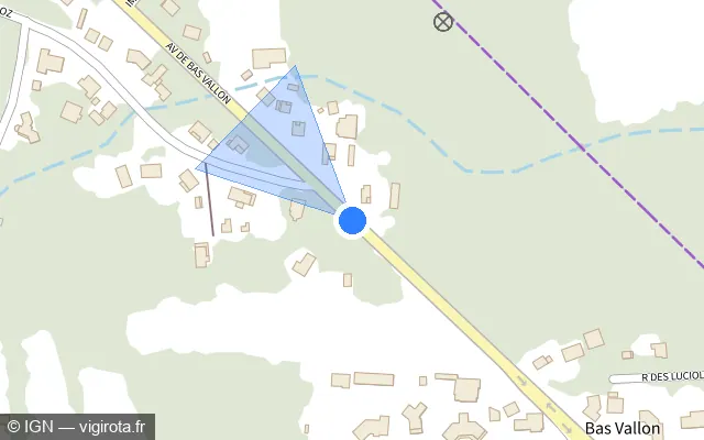 Vue plan de l'emplacement du radar tourelle à Biganos sur Avenue de Bas Vallon / D 3