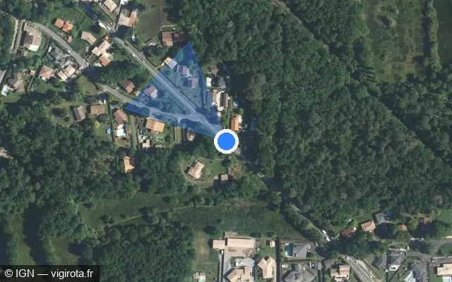 Vue satellite de l'emplacement du radar tourelle à Biganos sur Avenue de Bas Vallon / D 3