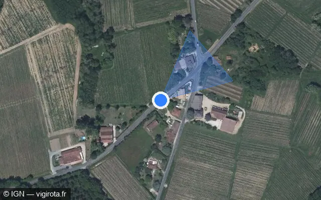 Vue satellite de l'emplacement du radar tourelle à Mourens sur D 230