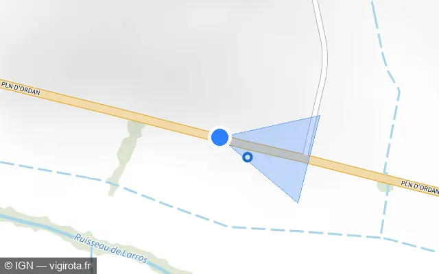 Vue plan de l'emplacement du radar tourelle à Ordan-Larroque sur Plaine d'Ordan / D 1124