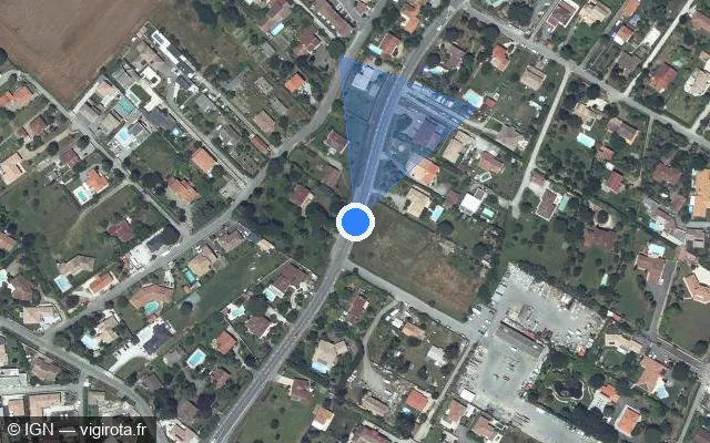 Vue satellite de l'emplacement du radar tourelle à Cugnaux sur Route de Tournefeuille / M 63a