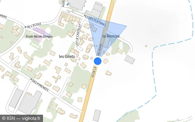 Vue plan de l'emplacement du radar tourelle à Peyrens sur Avenue de la Montagne Noire / D 624