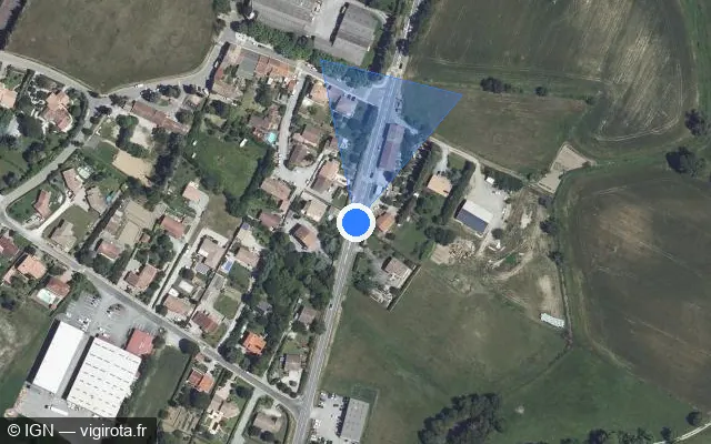 Vue satellite de l'emplacement du radar tourelle à Peyrens sur Avenue de la Montagne Noire / D 624