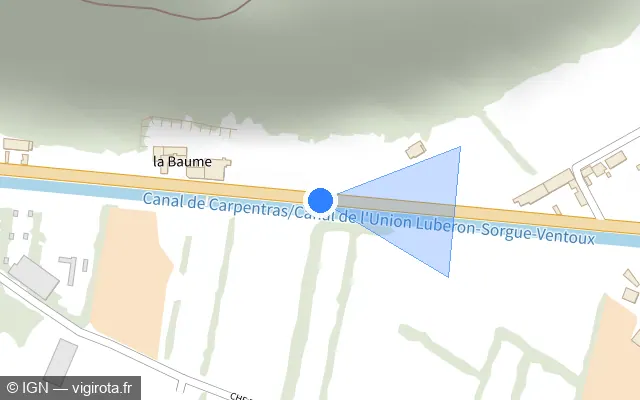 Vue plan de l'emplacement du radar tourelle à Mérindol sur D 973
