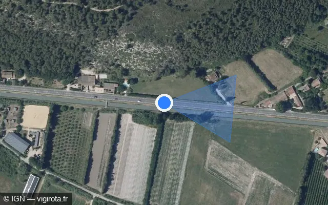 Vue satellite de l'emplacement du radar tourelle à Mérindol sur D 973