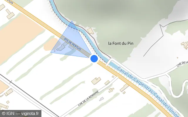 Vue plan de l'emplacement du radar tourelle à Cheval-Blanc sur Route de Pertuis / D 973