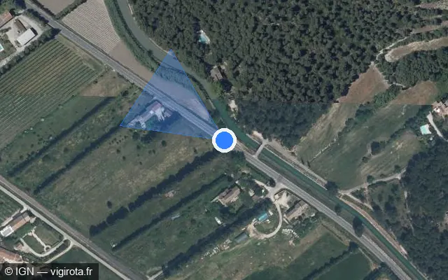 Vue satellite de l'emplacement du radar tourelle à Cheval-Blanc sur Route de Pertuis / D 973