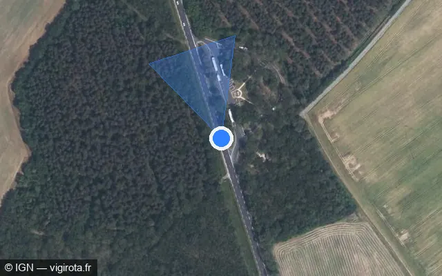 Vue satellite de l'emplacement du radar tourelle à Guesnes sur D 347