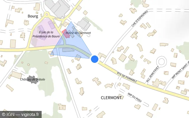 Vue plan de l'emplacement du radar tourelle à Clermont sur Route de Pomarez / D 15