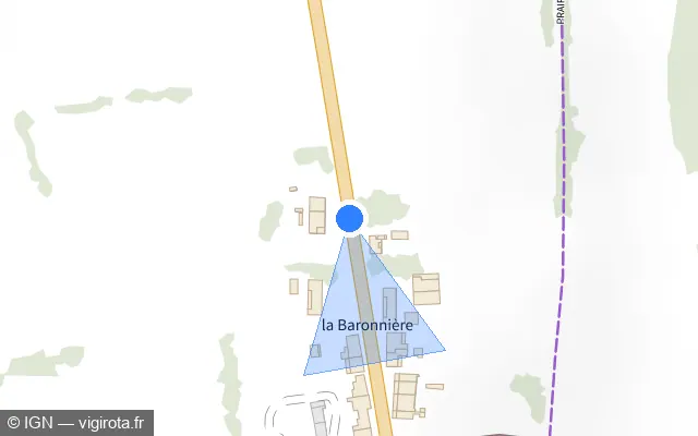 Vue plan de l'emplacement du radar tourelle à Jayat sur Route de Bourg / D 975