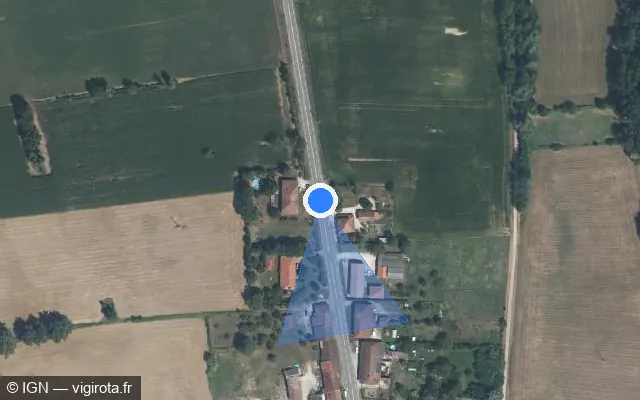 Vue satellite de l'emplacement du radar tourelle à Jayat sur Route de Bourg / D 975