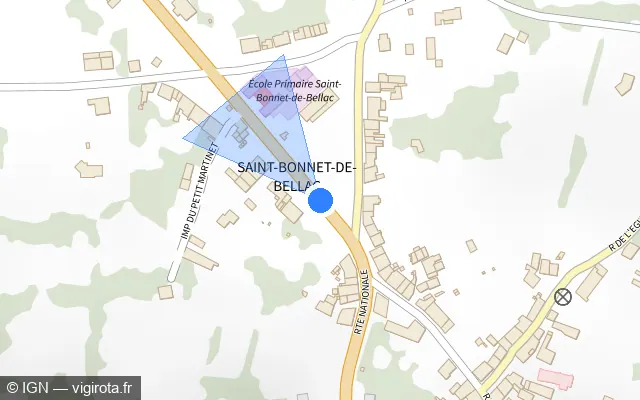 Vue plan de l'emplacement du radar tourelle à Saint-Bonnet-de-Bellac sur Route Nationale / N 147 / E 62