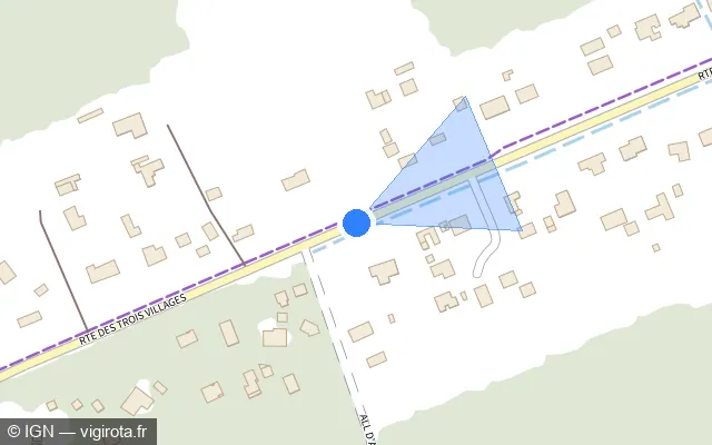 Vue plan de l'emplacement du radar tourelle à Audenge sur Route des 3 Villages / D 5E5