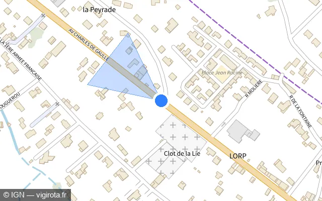 Vue plan de l'emplacement du radar tourelle à Lorp-Sentaraille sur Avenue Charles de Gaulle / D 117
