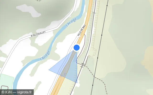 Vue plan de l'emplacement du radar tourelle à Mérens-les-Vals sur N 20 / E 09
